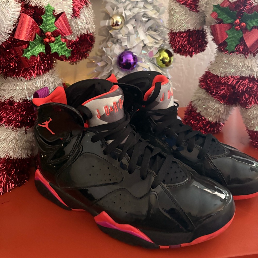 Jordan Black and Red Sneakers with Festive Decor